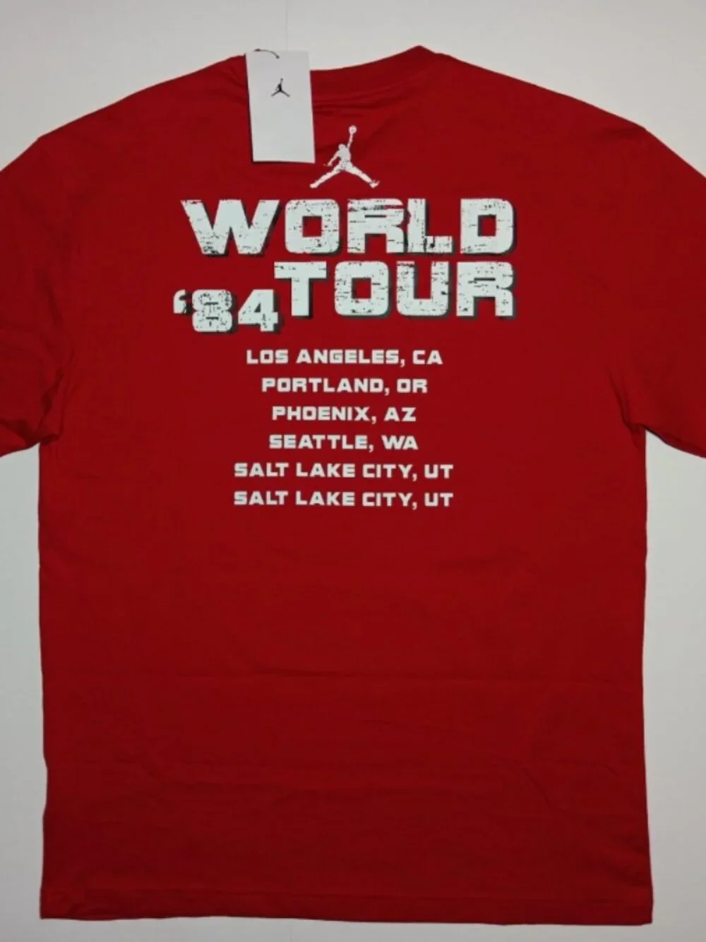 Nike Men's Jordan NC World Tour Graphic Red T Shirt Size Medium Short Sleeve